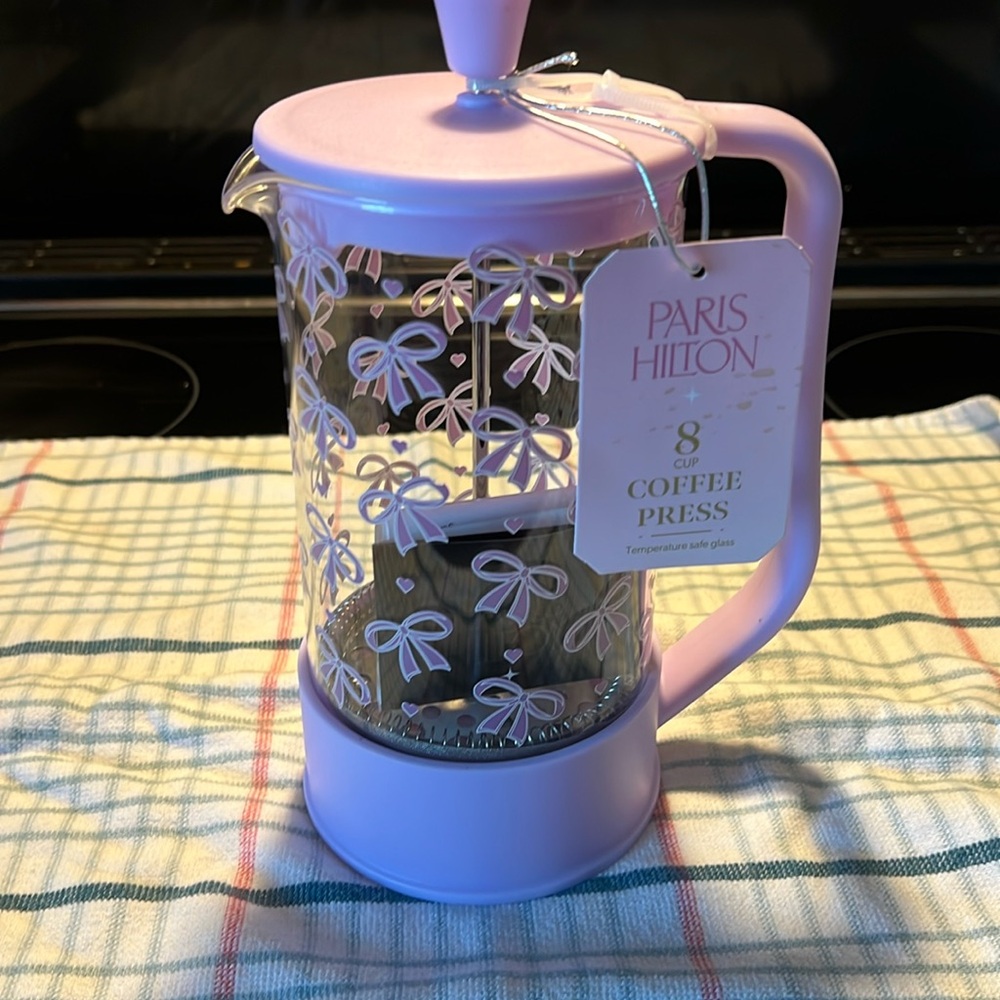 Paris Hilton 8-Cup French Press Coffee Maker lavender a bow design NEW - Picture 2 of 9